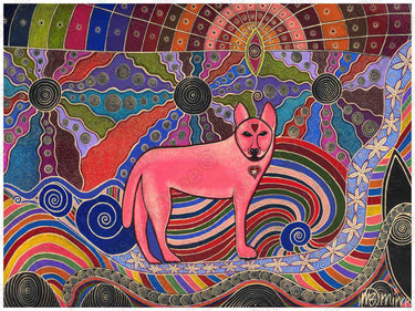 Dreamtime Dingo Crossroads Contemporary Aboriginal Art Print by Mirree